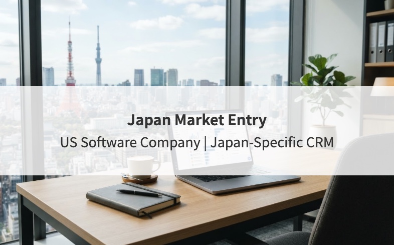 Japan market entry for a US software company’s Japan-specific CRM (AI-generated image)